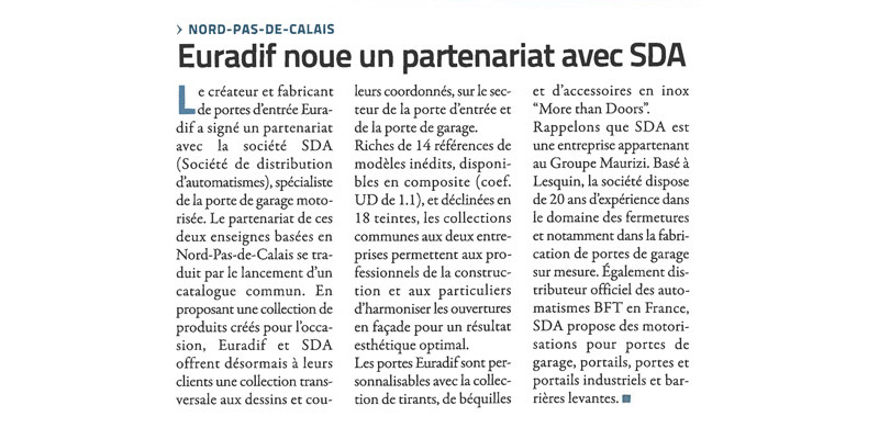 SDA et Euradif dans Verre et Protections Mag