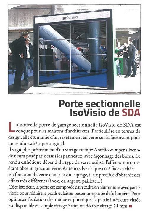 SDA avec une article dans Verre et Protection